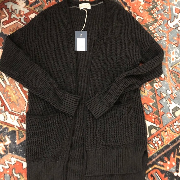 chunky black cardigan sweater